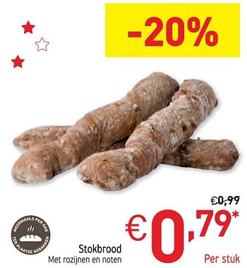 Promoties Stokbrood met rozijnen en noten - Huismerk - Intermarche - Geldig van 26/11/2019 tot 31/12/2019 bij Intermarche