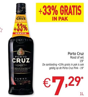 Promoties Pak porto cruz rood of wit - Porto Cruz - Geldig van 26/11/2019 tot 31/12/2019 bij Intermarche