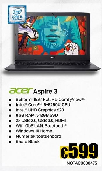 Promoties Acer aspire 3 - Acer - Geldig van 19/11/2019 tot 02/12/2019 bij Compudeals