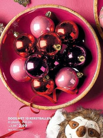 Promoties Doos met 10 kerstballen in plastic - Huismerk - Brico - Geldig van 04/12/2019 tot 30/12/2019 bij Brico