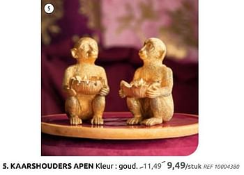 Promoties Kaarshouders apen kleur : goud - Huismerk - Brico - Geldig van 04/12/2019 tot 30/12/2019 bij Brico