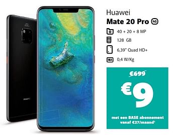 Promoties Huawei mate 20 pro - Huawei - Geldig van 27/11/2019 tot 03/12/2019 bij Base