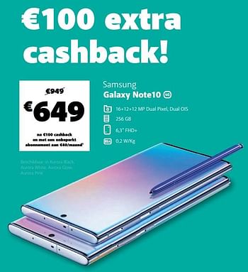 Promoties Samsung galaxy note10 - Samsung - Geldig van 27/11/2019 tot 03/12/2019 bij Base