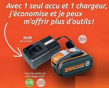 Promotions Chargeur de batterie - Worx - Valide de 04/12/2019 à 30/12/2019 chez Brico