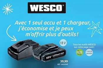 Promotions Chargeur de batterie - Wesco - Valide de 04/12/2019 à 30/12/2019 chez Brico