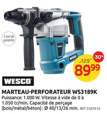 Promotions Marteau-perforateur ws3189k wesco - Wesco - Valide de 04/12/2019 à 30/12/2019 chez Brico