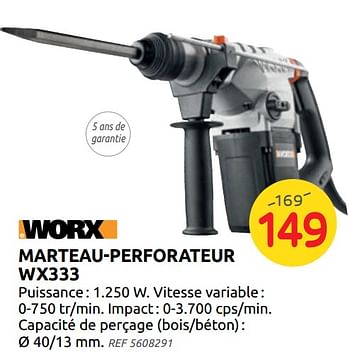 Promotions Marteau-perforateur wx333 worx - Worx - Valide de 04/12/2019 à 30/12/2019 chez Brico