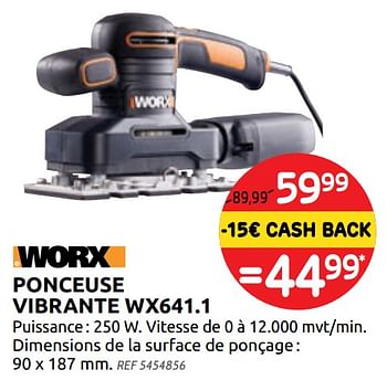 Promotions Ponceuse vibrante wx641.1 worx - Worx - Valide de 04/12/2019 à 30/12/2019 chez Brico