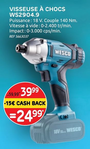 Promotions Wesco visseuse à chocs ws2904.9 - Wesco - Valide de 04/12/2019 à 30/12/2019 chez Brico