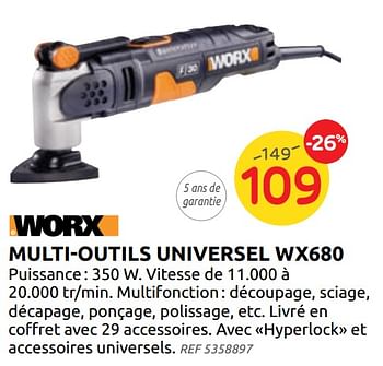 Promotions Multi-outils universel wx680 worx - Worx - Valide de 04/12/2019 à 30/12/2019 chez Brico