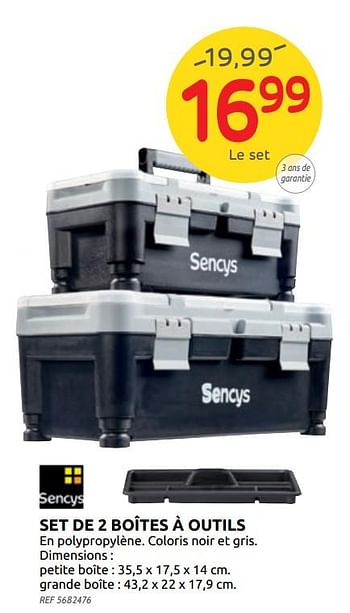 Promotions Set de 2 boîtes à outils sencys - Sencys - Valide de 04/12/2019 à 30/12/2019 chez Brico