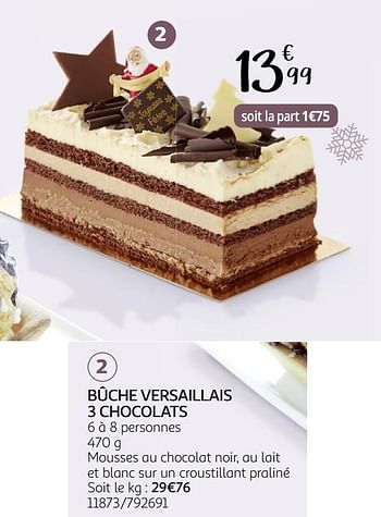 Produit Maison Auchan Ronq Buche Versaillais 3 Chocolats En Promotion Chez Auchan Ronq