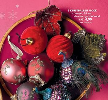 Promotions 3 kerstballen flock - Produit maison - BricoPlanit - Valide de 04/12/2019 à 30/12/2019 chez BricoPlanit