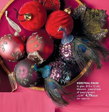 Promoties Kerstbal pauw - Huismerk - BricoPlanit - Geldig van 04/12/2019 tot 30/12/2019 bij BricoPlanit