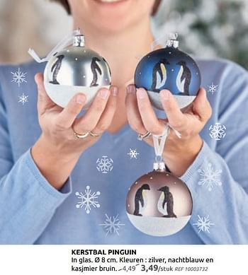 Promoties Kerstbal pinguin in glas - Huismerk - BricoPlanit - Geldig van 04/12/2019 tot 30/12/2019 bij BricoPlanit