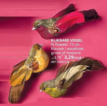 Promoties Klikbare vogel in fluweel - Huismerk - BricoPlanit - Geldig van 04/12/2019 tot 30/12/2019 bij BricoPlanit