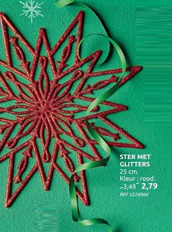 Promoties Ster met glitters 25 cm - Huismerk - BricoPlanit - Geldig van 04/12/2019 tot 30/12/2019 bij BricoPlanit