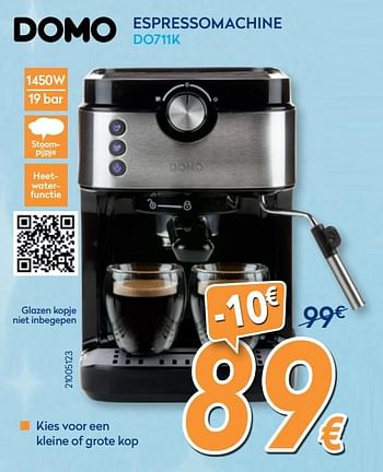 Promoties Domo espressomachine do711k - Domo elektro - Geldig van 03/12/2019 tot 31/12/2019 bij Krefel