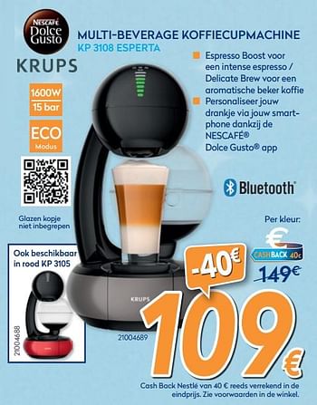 Promoties Krups multi-beverage koffiecupmachine kp 3108 esperta - Krups - Geldig van 03/12/2019 tot 31/12/2019 bij Krefel