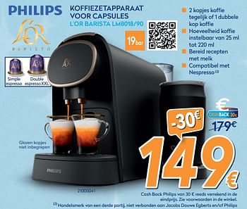 Promoties Philips koffiezetapparaat voor capsules l`or barista lm8018-90 - Philips - Geldig van 03/12/2019 tot 31/12/2019 bij Krefel