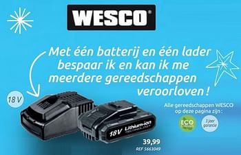 Promoties Batterijlader - Wesco - Geldig van 04/12/2019 tot 30/12/2019 bij BricoPlanit