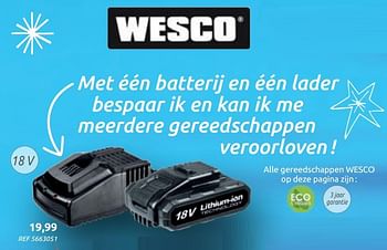 Promoties Lader ws9854 wesco - Wesco - Geldig van 04/12/2019 tot 30/12/2019 bij BricoPlanit