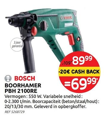 Promoties Boorhamer pbh2100re bosch - Bosch - Geldig van 04/12/2019 tot 30/12/2019 bij BricoPlanit