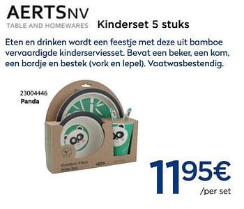 Promoties Kinderset 5 stuks panda - Aerts NV - Geldig van 03/12/2019 tot 31/12/2019 bij Krefel