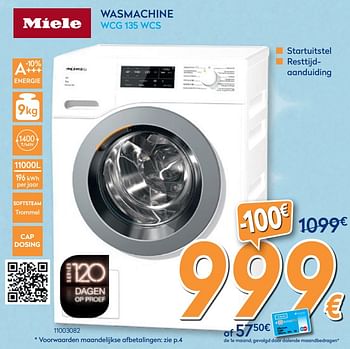 Promoties Miele wasmachine wcg 135 wcs - Miele - Geldig van 03/12/2019 tot 31/12/2019 bij Krefel