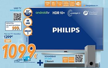 Promoties Philips uhd tv 55pus7354-12 + soundbar htl3325 - Philips - Geldig van 03/12/2019 tot 31/12/2019 bij Krefel