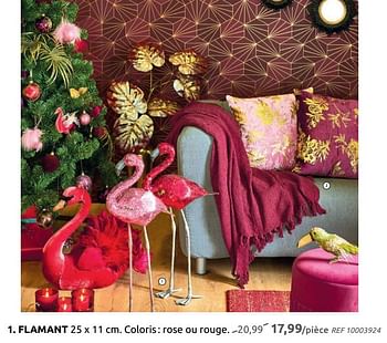 Promotions Flamant 25 x 11 cm. coloris : rose ou rouge - Produit maison - BricoPlanit - Valide de 04/12/2019 à 30/12/2019 chez BricoPlanit