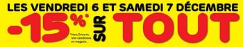 Promotions Les vendredi 6 et samedi 7 décembre -15% sur tout - Produit maison - BricoPlanit - Valide de 06/12/2019 à 07/12/2019 chez BricoPlanit