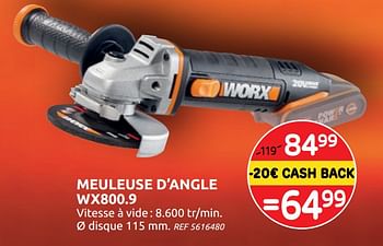 Promotions Meuleuse d`angle wx800.9 worx - Worx - Valide de 04/12/2019 à 30/12/2019 chez BricoPlanit