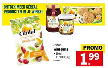 Promoties Winegums - Céréal - Geldig van 09/12/2019 tot 14/12/2019 bij Lidl