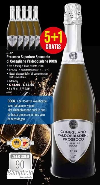 Promoties Prosecco superiore spumante di conegliano valdobbiadene docg - Schuimwijnen - Geldig van 09/12/2019 tot 14/12/2019 bij Lidl