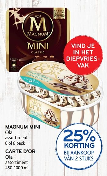 Promoties 25% korting bij aankoop van 2 stuks magnum mini ola assortiment - Ola - Geldig van 04/12/2019 tot 17/12/2019 bij Alvo