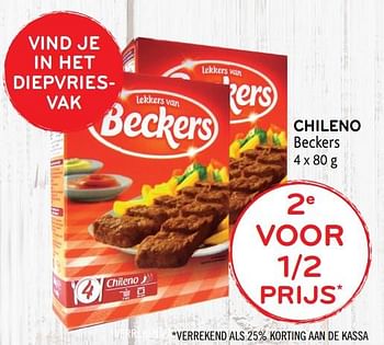 Promoties 2e voor 1-2 prijs chileno beckers - Beckers - Geldig van 04/12/2019 tot 17/12/2019 bij Alvo