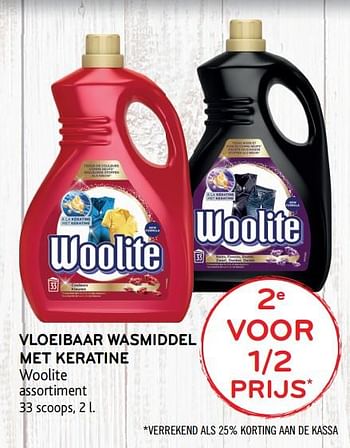 Promoties 2e voor 1-2 prijs vloeibaar wasmiddel met keratine woolite - Woolite - Geldig van 04/12/2019 tot 17/12/2019 bij Alvo