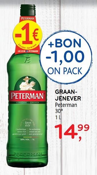 Promotions Graanjenever peterman - Peterman - Valide de 04/12/2019 à 17/12/2019 chez Alvo