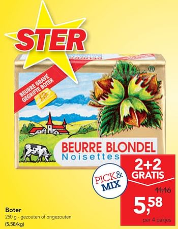 Promoties Boter gezouten of ongezouten - Beurre Blondel - Geldig van 04/12/2019 tot 17/12/2019 bij Makro