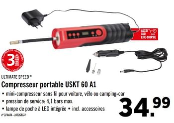 Promotions Ultimate speed compresseur portable uskt 60 a1 - Ultimate Speed - Valide de 09/12/2019 à 14/12/2019 chez Lidl