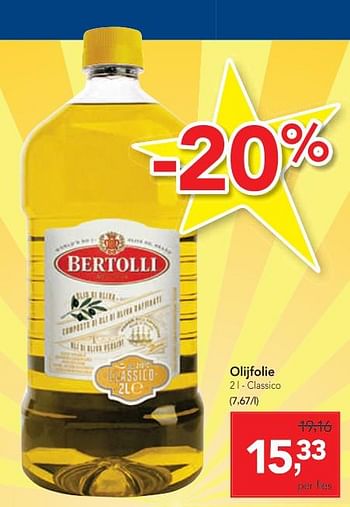 Promoties Olijfolie - Bertolli - Geldig van 04/12/2019 tot 17/12/2019 bij Makro