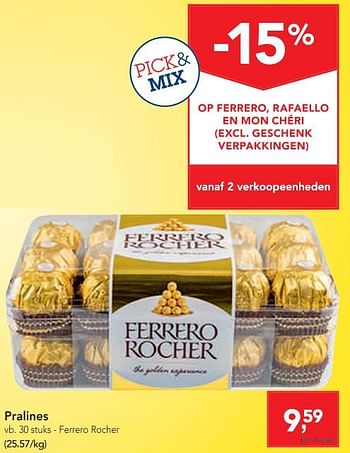 Promoties Pralines ferrero rocher - Ferrero - Geldig van 04/12/2019 tot 17/12/2019 bij Makro