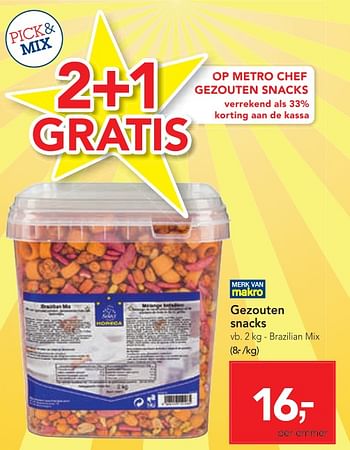 Promoties Gezouten snacks brazilian mix - Huismerk - Makro - Geldig van 04/12/2019 tot 17/12/2019 bij Makro