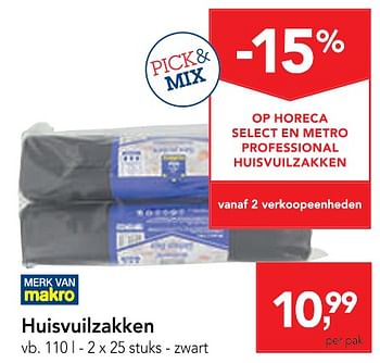 Promoties Huisvuilzakken zwart - Huismerk - Makro - Geldig van 04/12/2019 tot 17/12/2019 bij Makro