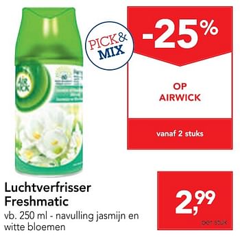 Promoties Luchtverfrisser freshmatic navulling jasmijn en witte bloemen - Airwick - Geldig van 04/12/2019 tot 17/12/2019 bij Makro