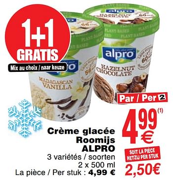 Promoties Crème glacée roomijs alpro - Alpro - Geldig van 03/12/2019 tot 09/12/2019 bij Cora