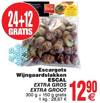 Promoties Escargots wijngaardslakken escal - Escal - Geldig van 03/12/2019 tot 09/12/2019 bij Cora