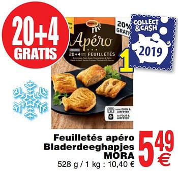 Promoties Feuilletés apéro bladerdeeghapjes mora - Mora - Geldig van 03/12/2019 tot 09/12/2019 bij Cora