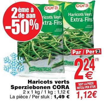 Promoties Haricots verts sperzie bonen cora - Huismerk - Cora - Geldig van 03/12/2019 tot 09/12/2019 bij Cora